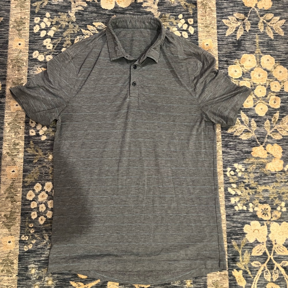 Lululemon Striped Gray Polo Shirt